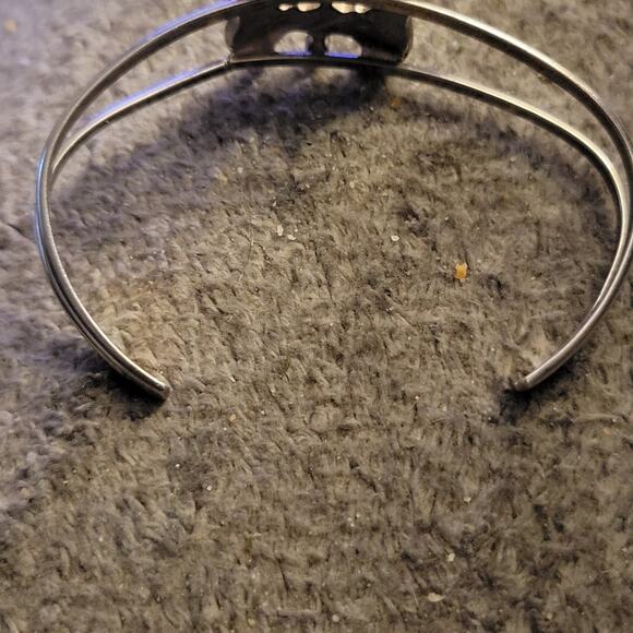 Native American Navajo Sterling Silver Handcrafted Bird Turquoise Inlaid Cuff - Picture 6 of 7